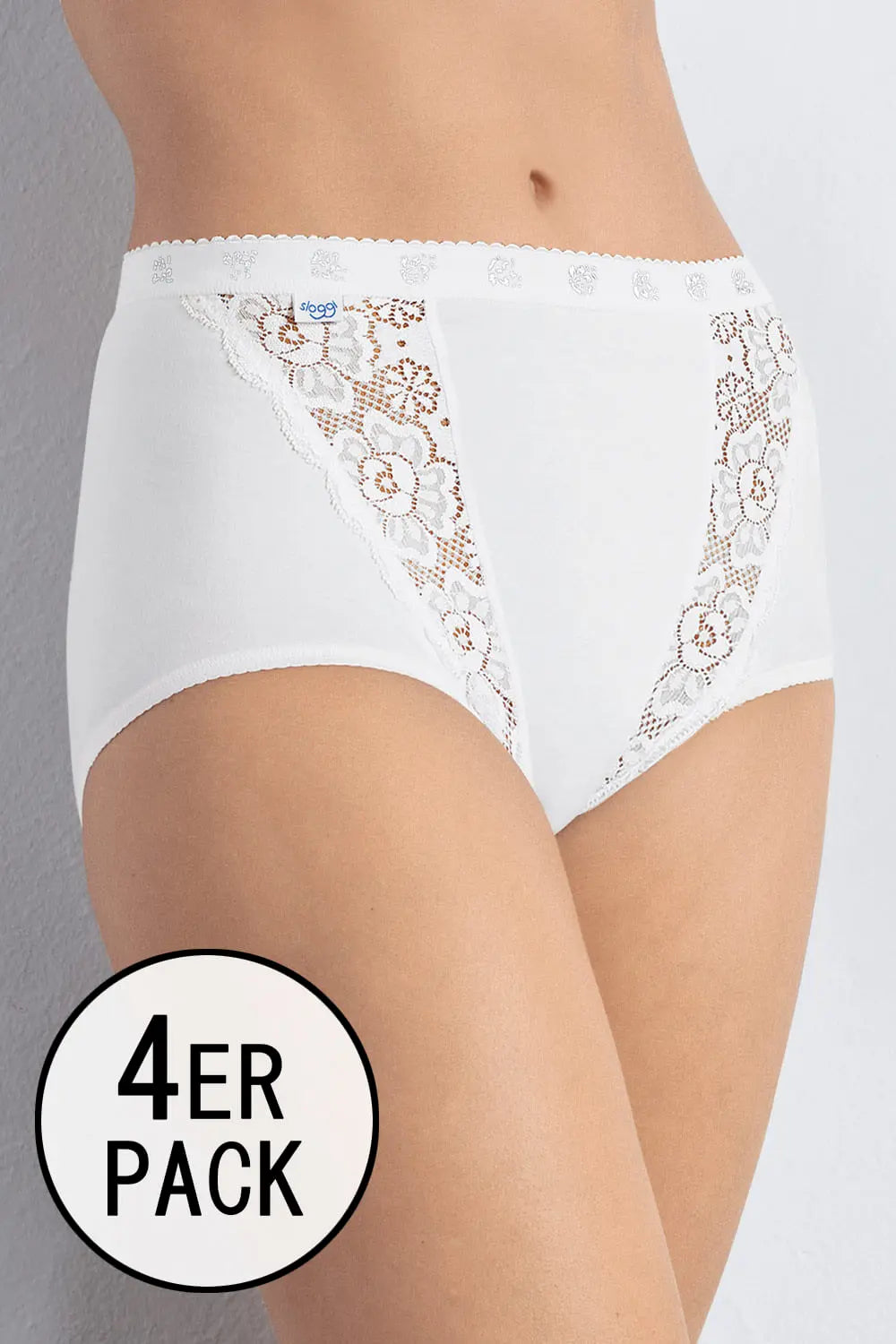 Maxi Slip im 4er Pack aus der Damenunterwäsche-Serie CHIC von der Marke Sloggi, Farbe: white, Seitenansicht