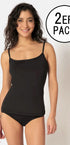 Spaghettishirtim 2er Pack aus der Alltagswäsche-Serie ADVANTAGE COTTON STRETCH von der Marke Skiny, Farbe: black, Vorderansicht