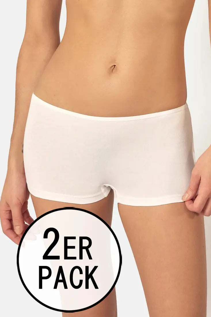 Boyleg Shorts im 2er Pack aus der Alltagswäsche-Serie ADVANTAGE COTTON STRETCH von der Marke Skiny, Farbe: white, Vorderansicht