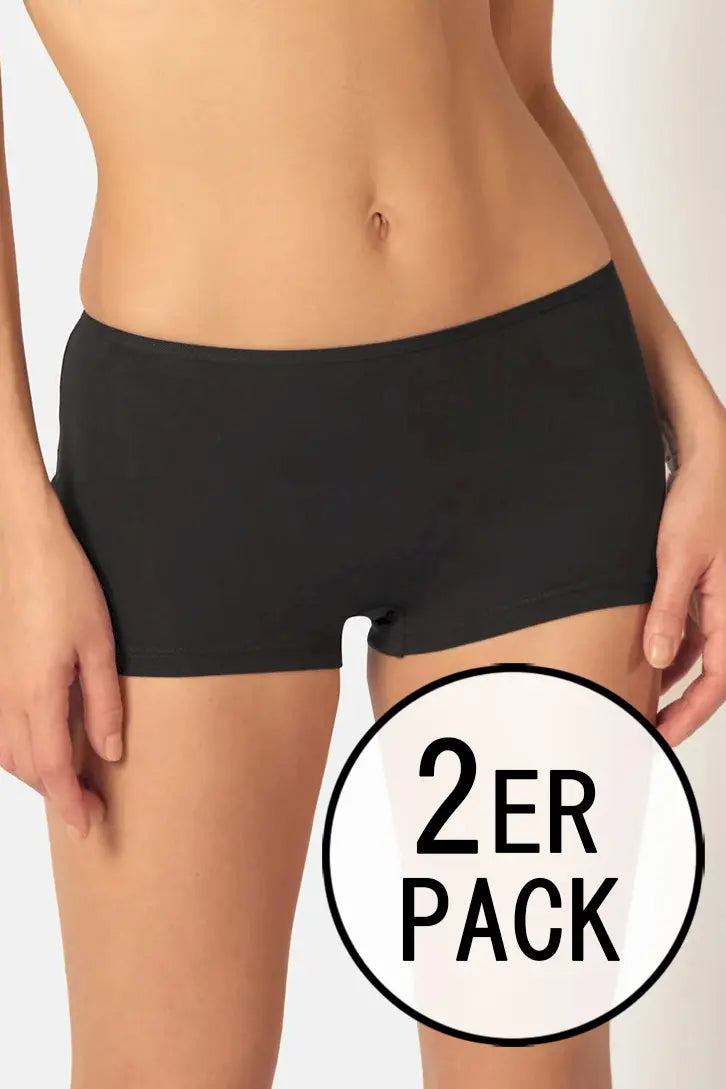 Boyleg Shorts im 2er Pack aus der Alltagswäsche-Serie ADVANTAGE COTTON STRETCH von der Marke Skiny, Farbe: black, Vorderansicht