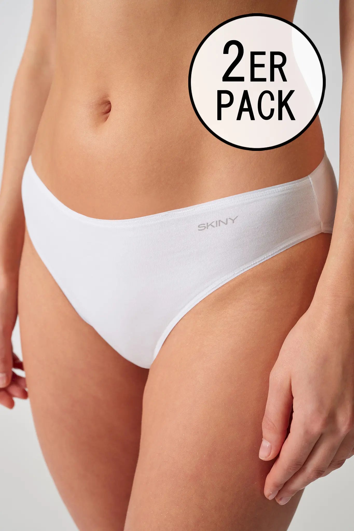 High Leg Slip im 2er Pack aus der Alltagswäsche-Serie ADVANTAGE COTTON STRETCH von der Marke Skiny, Farbe: white, Seitenansicht