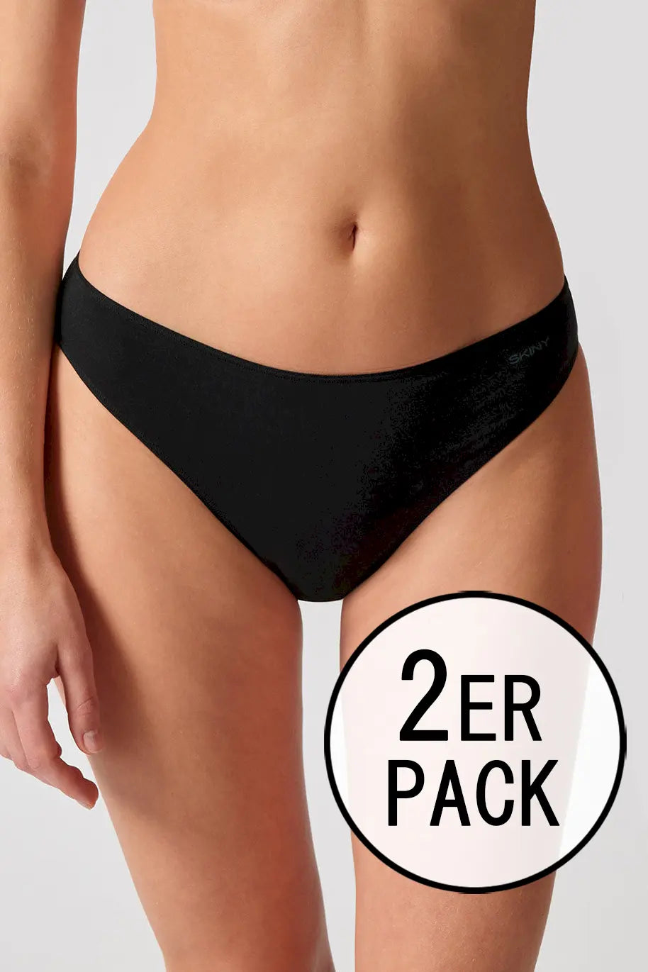 High Leg Slip im 2er Pack aus der Alltagswäsche-Serie ADVANTAGE COTTON STRETCH von der Marke Skiny, Farbe: black, Vorderansicht