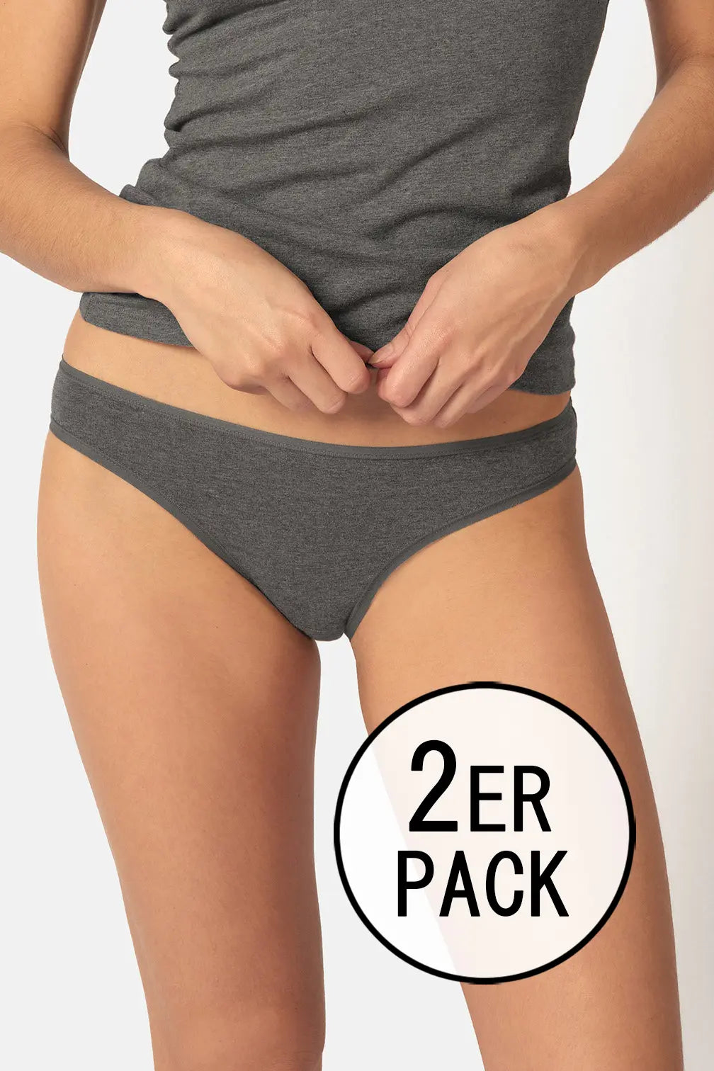 Rio Slip im 2er Pack aus der Alltagswäsche-Serie ADVANTAGE COTTON STRETCH von der Marke Skiny, Farbe: anthra melange, Vorderansicht