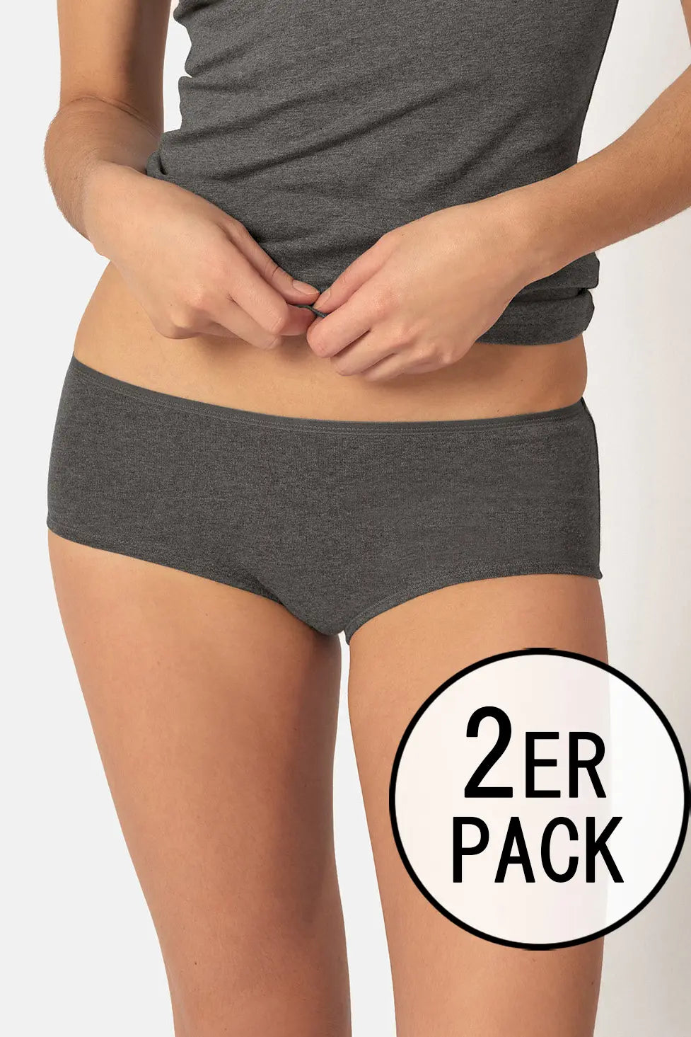 Panty im 2er Pack aus der Alltagswäsche-Serie ADVANTAGE COTTON STRETCH von der Marke Skiny, Farbe: anthra melange, Vorderansicht