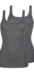Tank Top im 2er Pack aus der Alltagswäsche-Serie ADVANTAGE COTTON STRETCH von der Marke Skiny, Farbe: anthra melange, Produktfoto