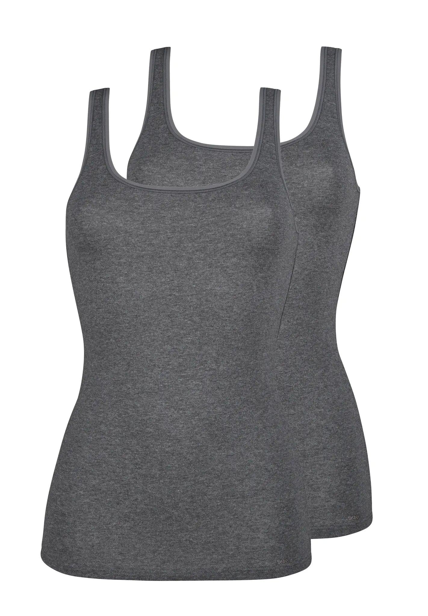 Tank Top im 2er Pack aus der Alltagswäsche-Serie ADVANTAGE COTTON STRETCH von der Marke Skiny, Farbe: anthra melange, Produktfoto