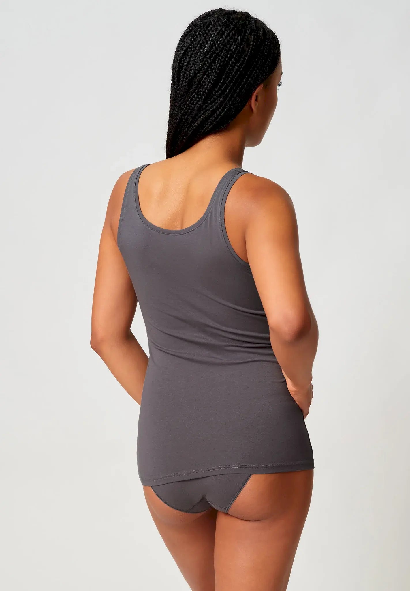 Tank Top im 2er Pack aus der Alltagswäsche-Serie ADVANTAGE COTTON STRETCH von der Marke Skiny, Farbe: anthra melange, Rückansicht