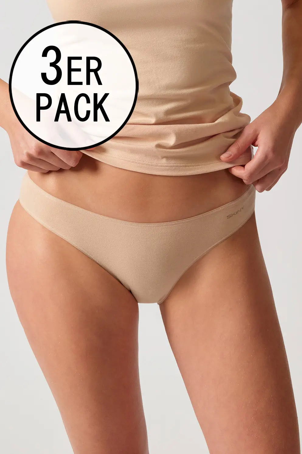 Rio Slip im 3er Pack aus der Alltagswäsche-Serie ADVANTAGE COTTON STRETCH von der Marke Skiny, Farbe: beige, Vorderansicht