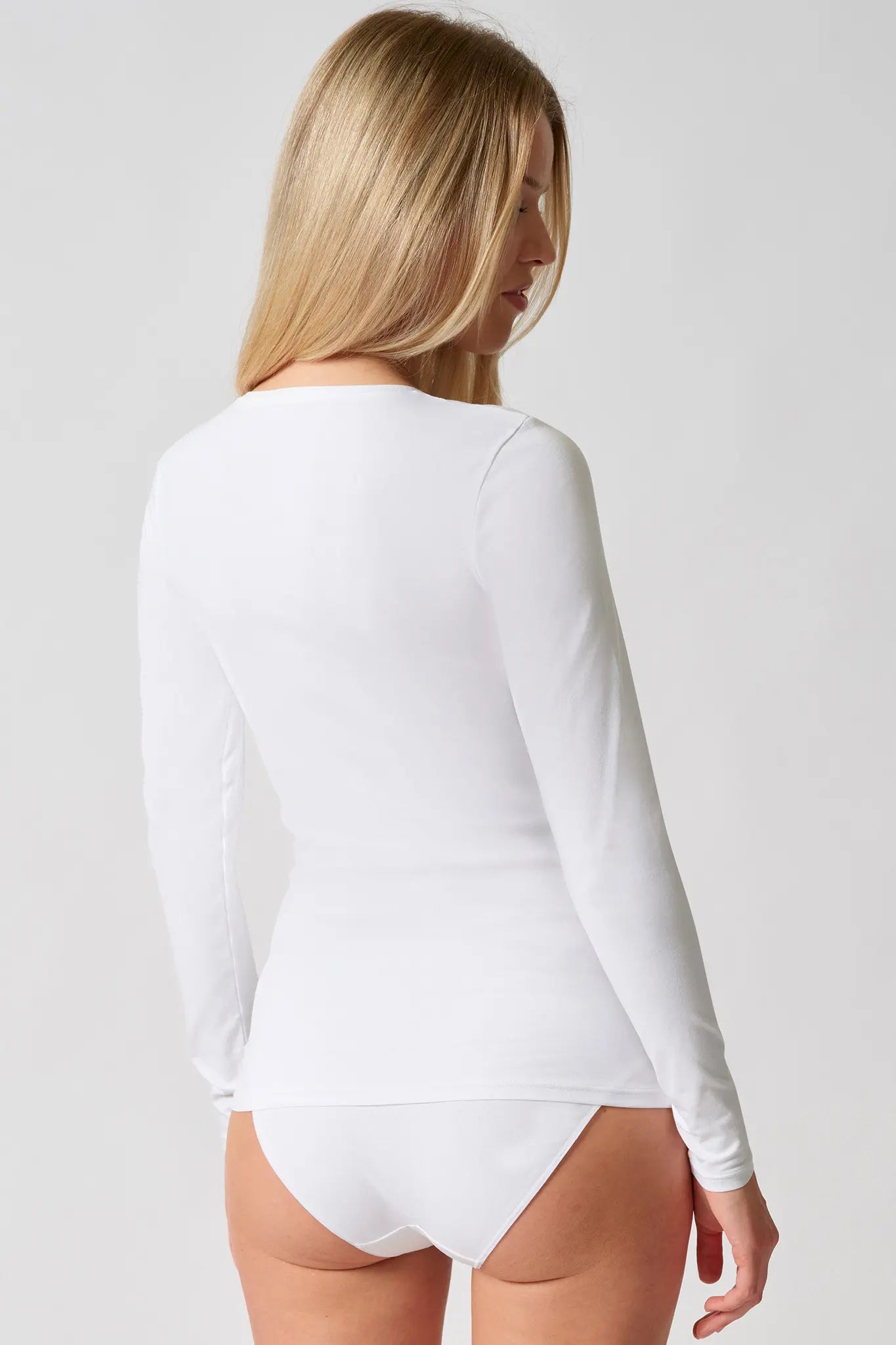 Langarm Shirt aus der Alltagswäsche-Serie ADVANTAGE COTTON STRETCH von der Marke Skiny, Farbe: white, Rückansicht