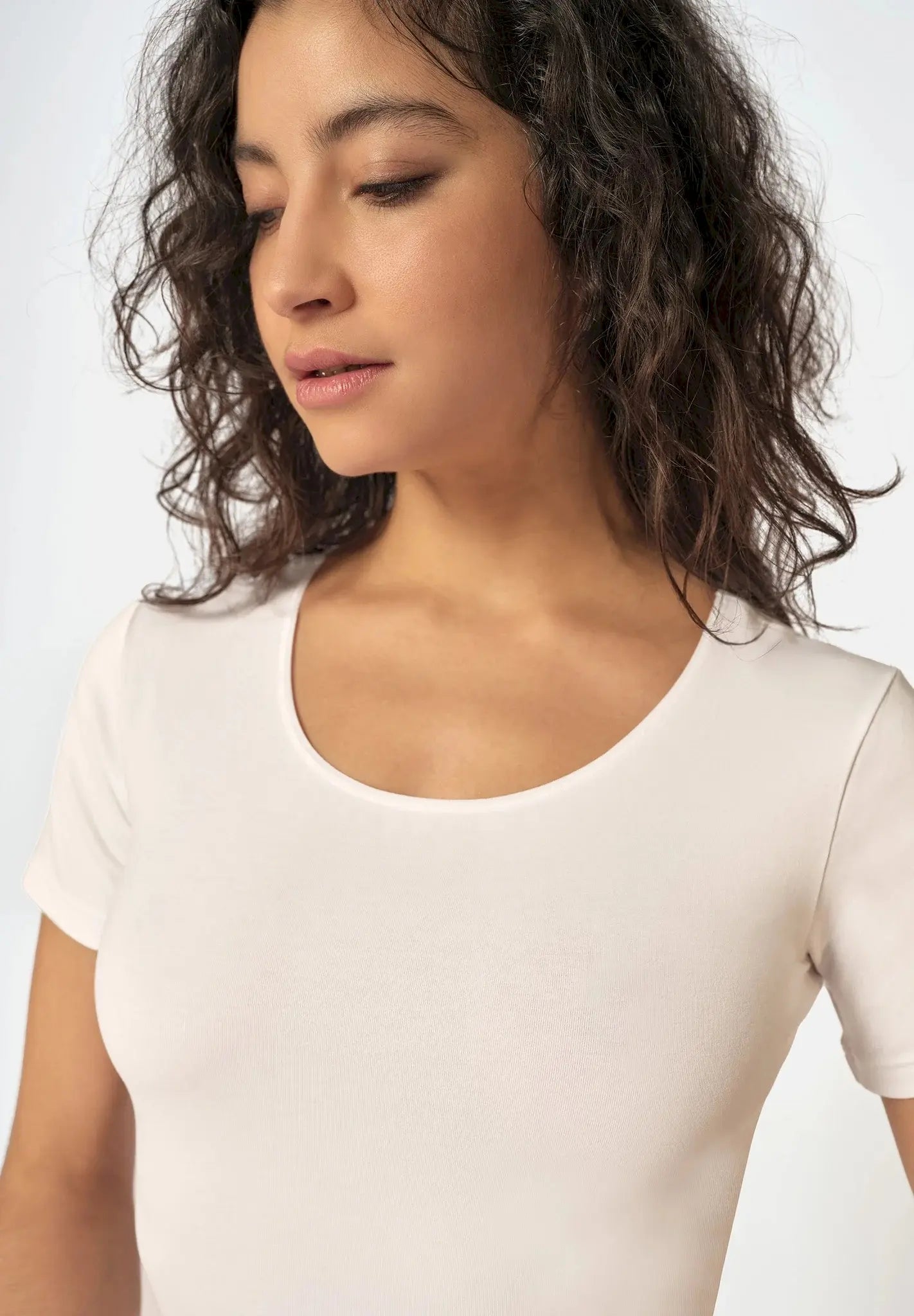 Kurzarm Body aus der Basicunterwäsche-Serie COTTON BODIES von der Marke Skiny, Farbe: white, Detailansicht