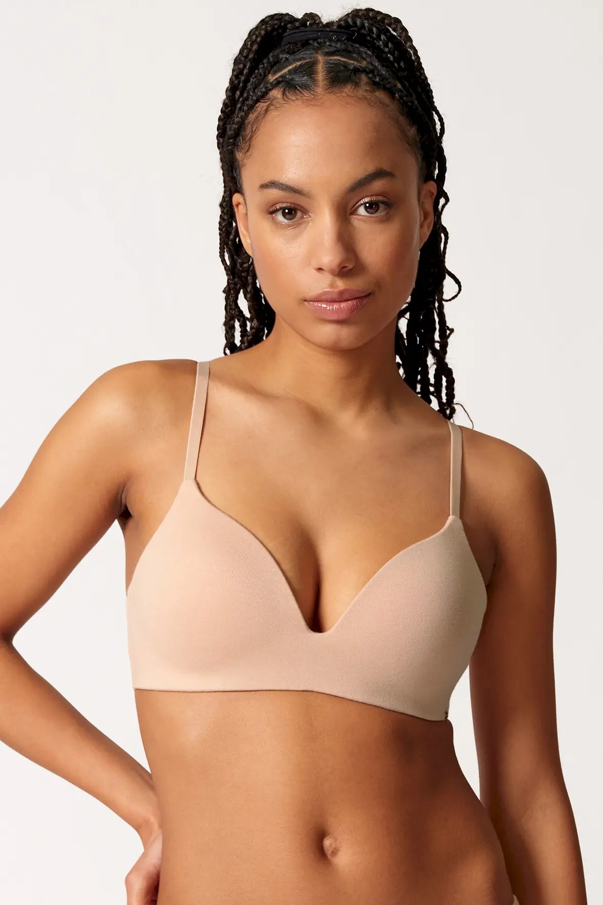 Triangel BH gepaddet aus der Baumwollunterwäsche-Serie CLASSICOTTON Skiny, Farbe: beige, Vorderansicht