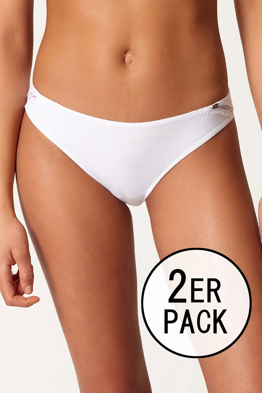 Rio Slip im 2er Pack aus der Baumwollunterwäsche-Serie CLASSICOTTON Skiny, Farbe: white, Vorderansicht