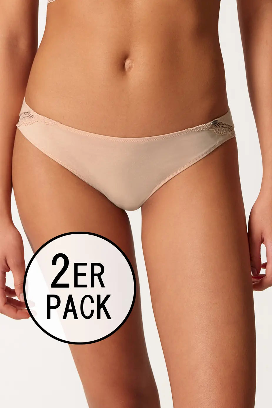 Rio Slip im 2er Pack aus der Baumwollunterwäsche-Serie CLASSICOTTON Skiny, Farbe: beige, Vorderansicht