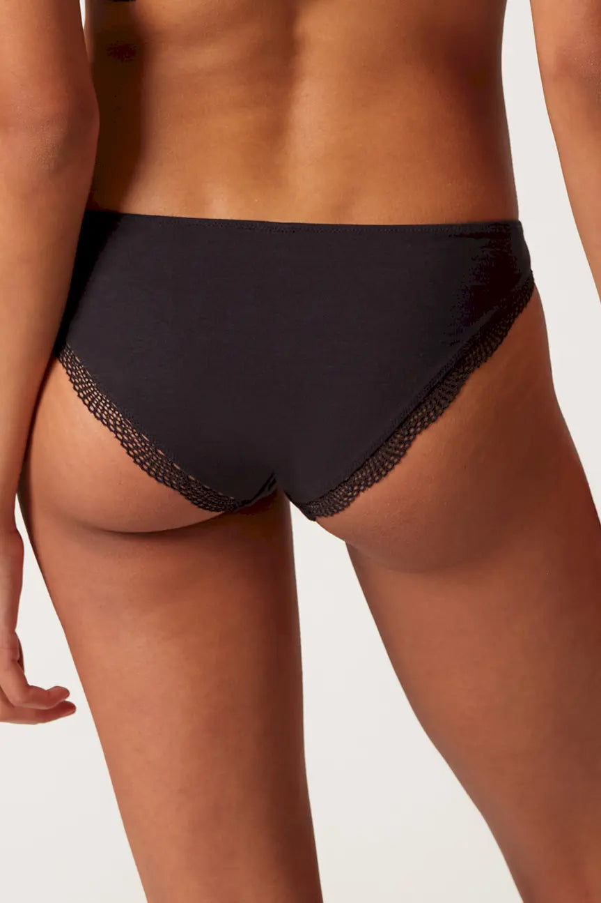 Rio Slip im 2er Pack aus der Baumwollunterwäsche-Serie CLASSICOTTON Skiny, Farbe: black, Rückansicht