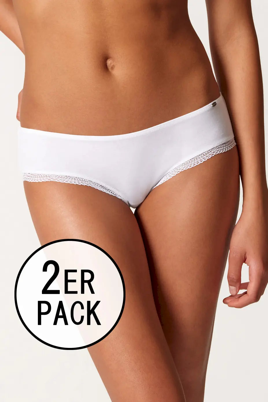 Cheeky Panty im 2er Pack aus der Baumwollunterwäsche-Serie CLASSICOTTON Skiny, Farbe: white, Vorderansicht