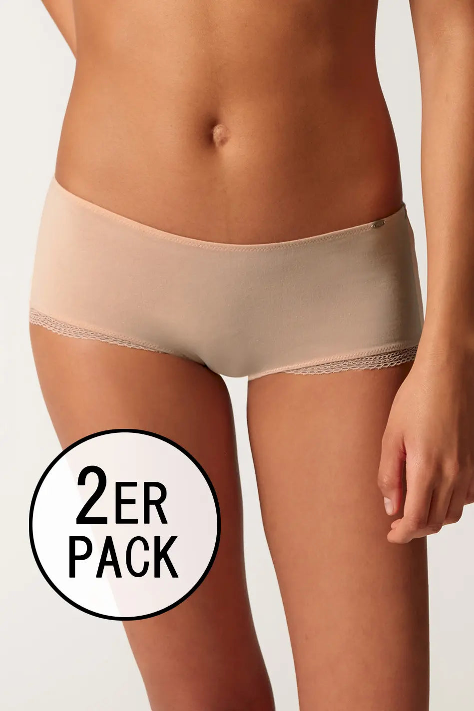 Pant im 2er Pack aus der Baumwollunterwäsche-Serie CLASSICOTTON Skiny, Farbe: beige, Vorderansicht