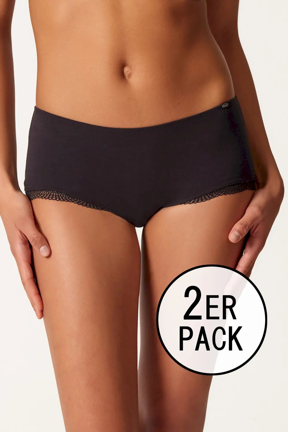 Pant im 2er Pack aus der Baumwollunterwäsche-Serie CLASSICOTTON Skiny, Farbe: black, Vorderansicht