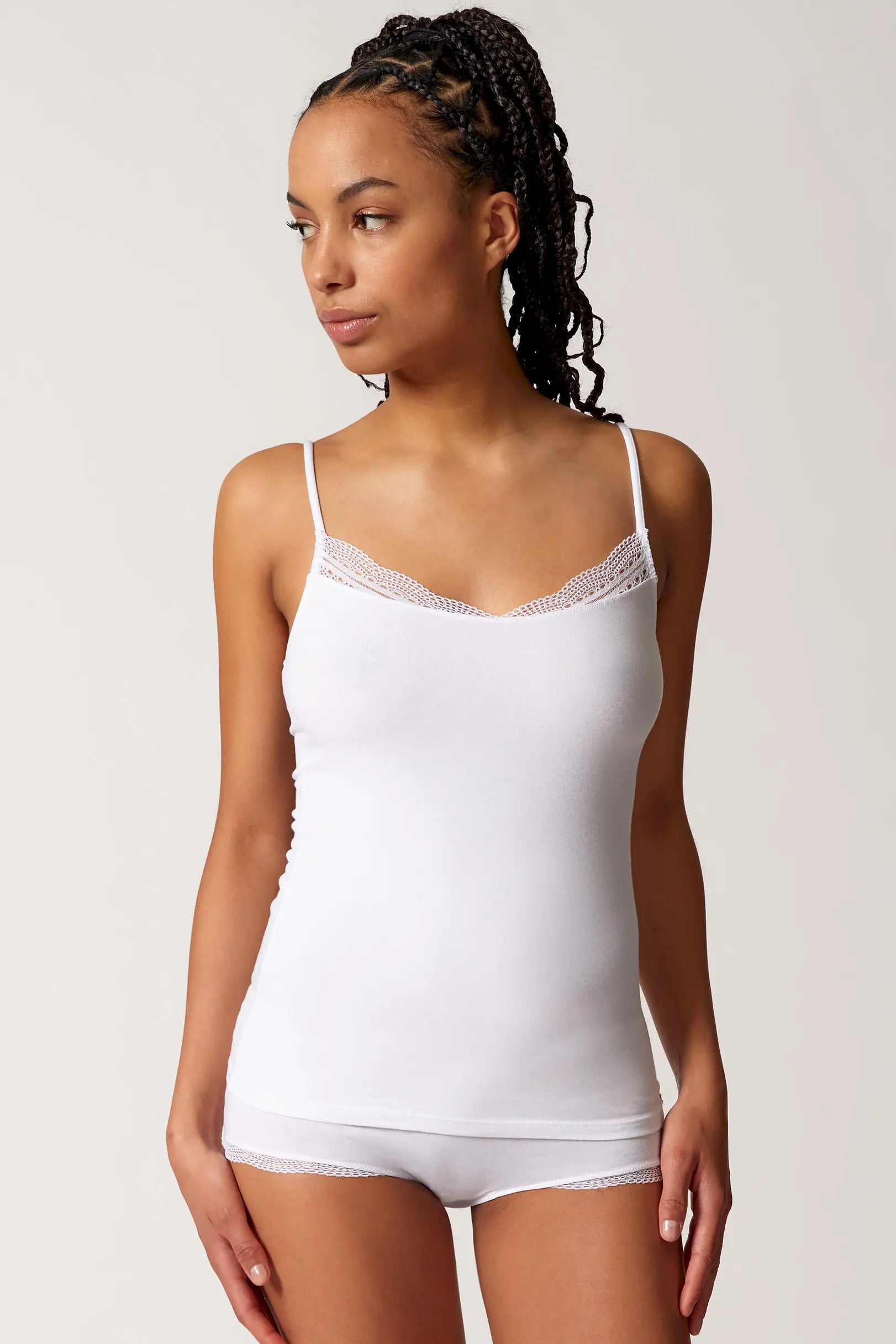 Spaghettishirt aus der Baumwollunterwäsche-Serie CLASSICOTTON Skiny, Farbe: white, Vorderansicht