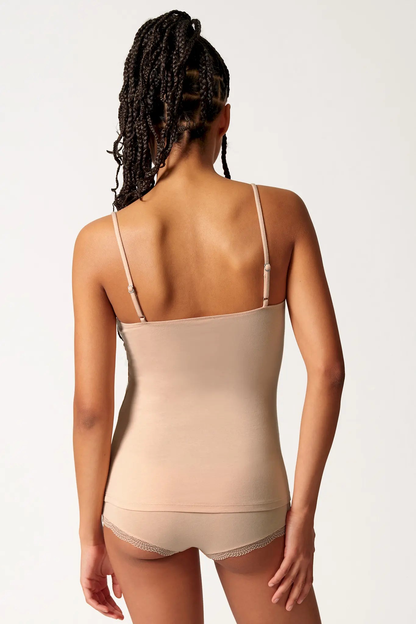Spaghettishirt aus der Baumwollunterwäsche-Serie CLASSICOTTON Skiny, Farbe: beige, Rückansicht