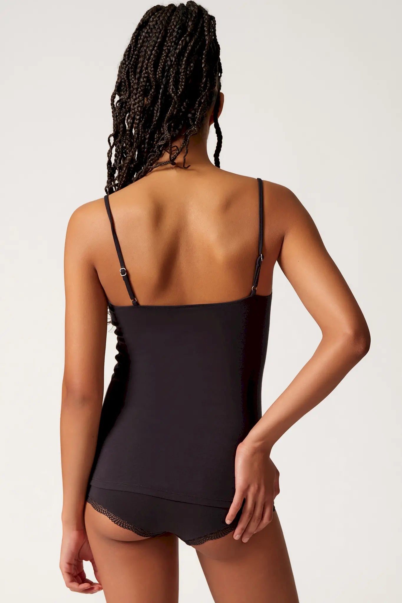 Spaghettishirt aus der Baumwollunterwäsche-Serie CLASSICOTTON Skiny, Farbe: black, Rückansicht