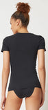 T-Shirt aus der Damenunterwäsche-Serie COTTON ESSENTIALS von der Marke Skiny, Farbe: black, Rückansicht