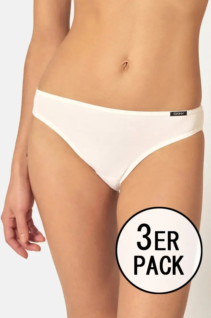 Rio Slip im 3er Pack aus der Damenunterwäsche-Serie COTTON ESSENTIALS von der Marke Skiny, Farbe: white, Vorderansicht