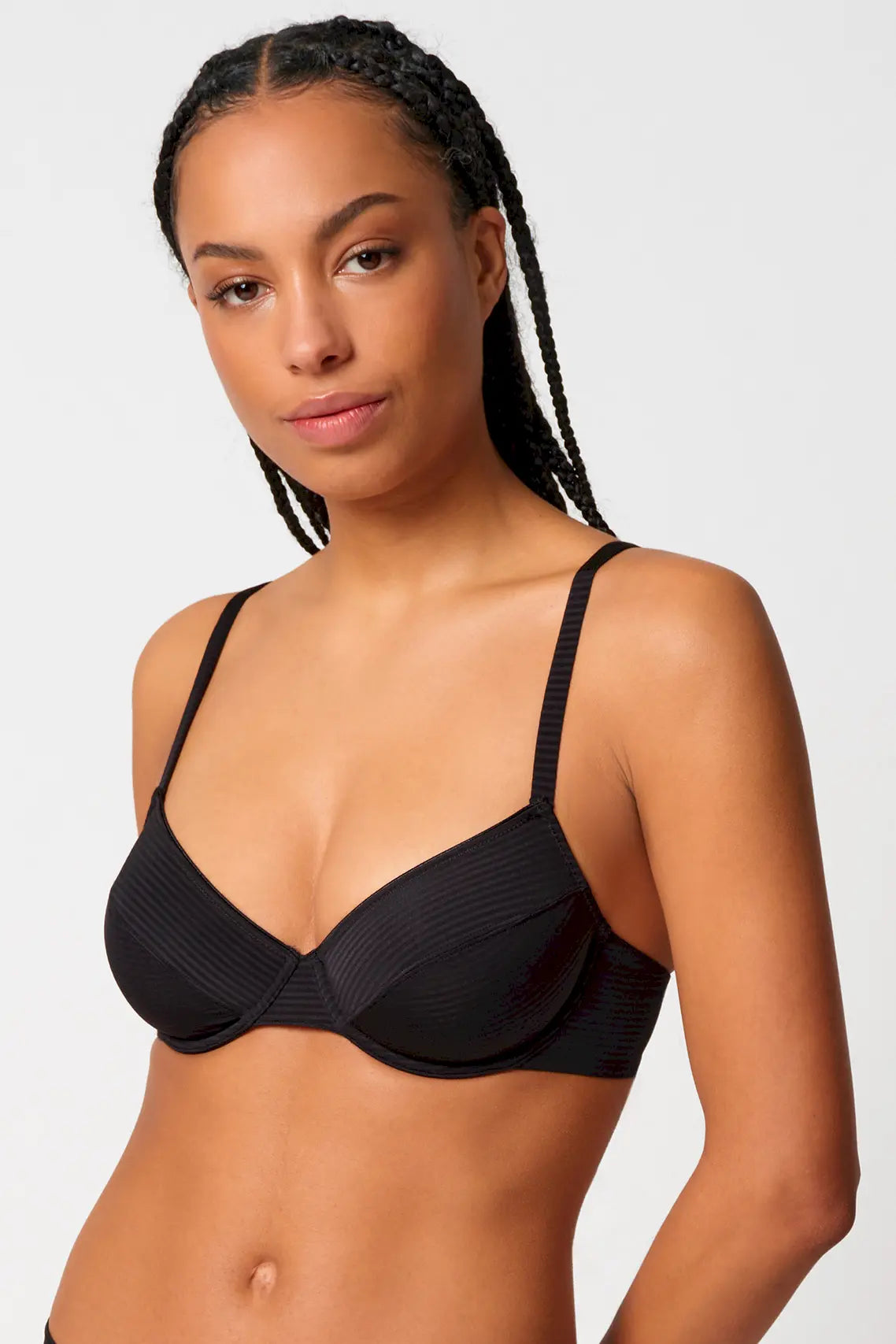 Bügel BH aus der Damenunterwäsche-Serie TIMELESSENTIALS von der Marke Skiny, Farbe: anthrablack stripes, Seitenansicht
