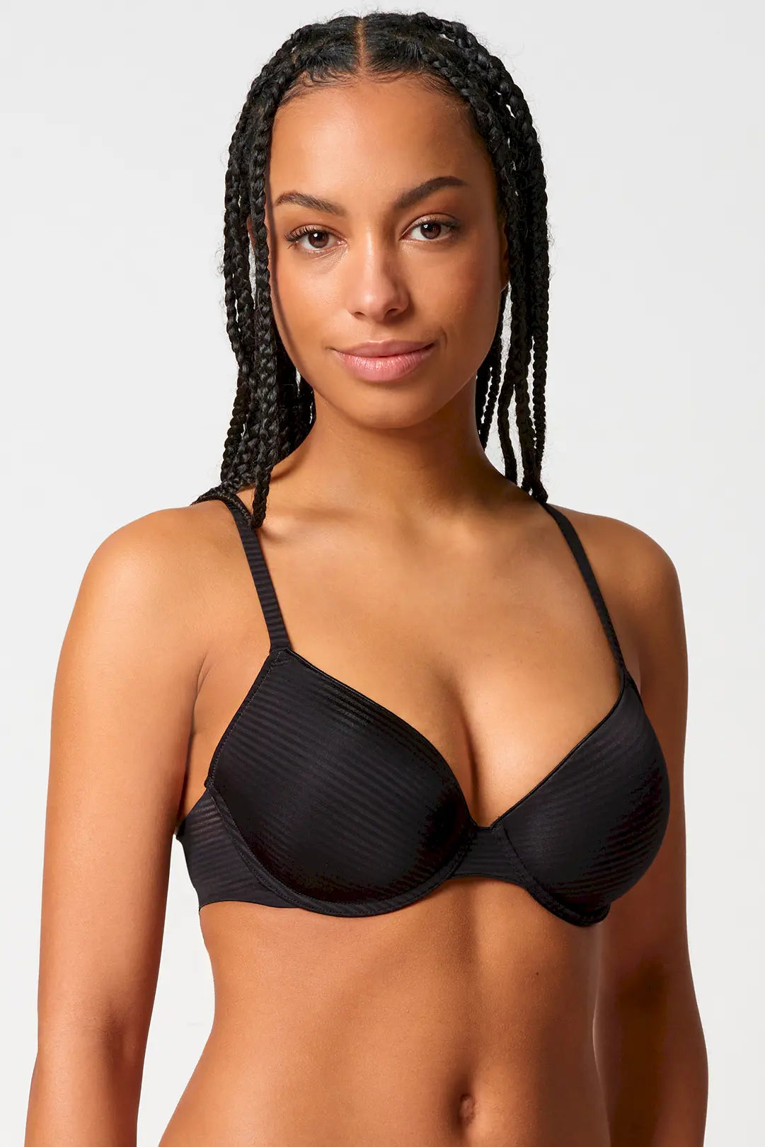 Schalen-BH aus der Damenunterwäsche-Serie TIMELESSENTIALS von der Marke Skiny, Farbe: anthrablack stripes, Seitenansicht