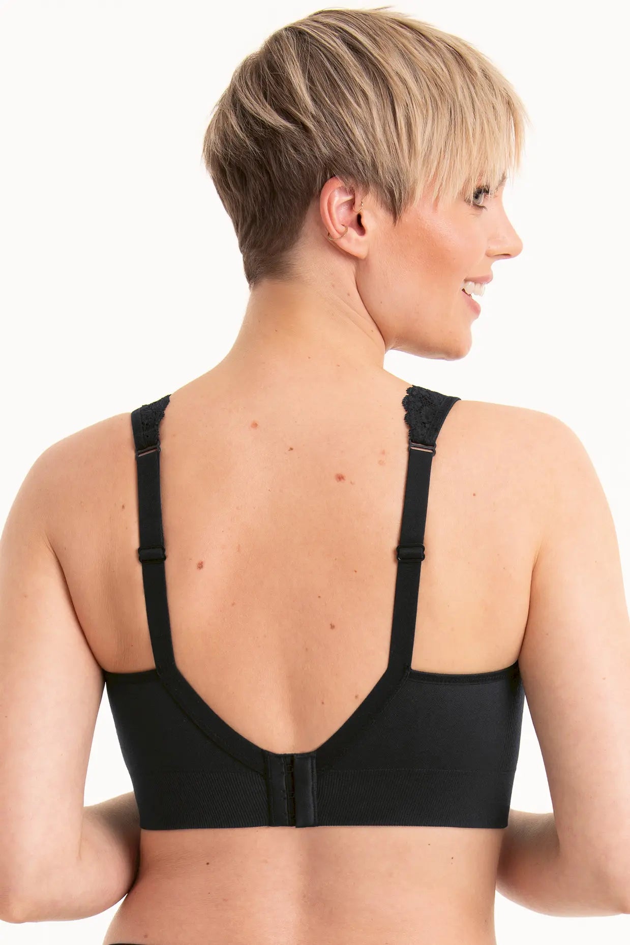Erstversorgungs-Bustier aus der Prothesenunterwäsche-Serie LOTTA LACE von der Marke Anita, Farbe: schwarz, Rückansicht