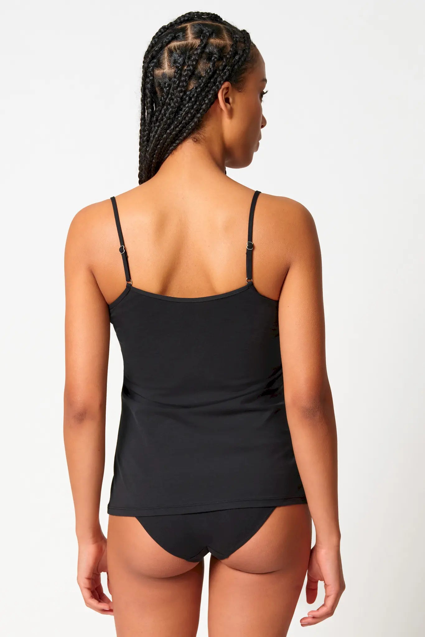 Spaghettishirt aus der Frauenunterwäsche-Serie NATURAL BEAUTY von der Marke Skiny, Farbe: black, Rückansicht