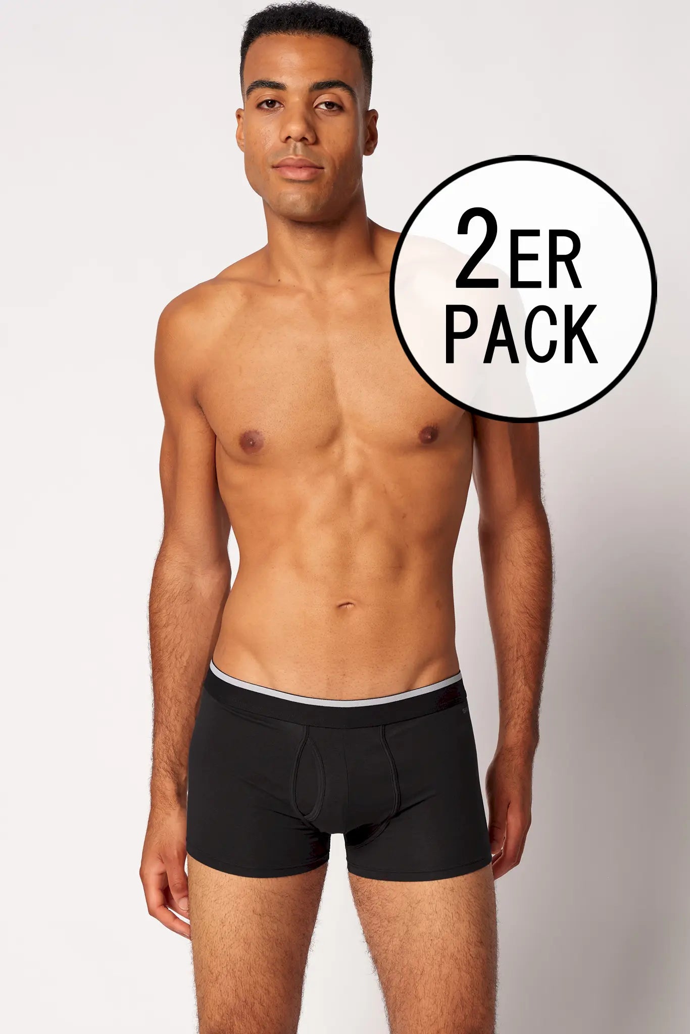 Pants mit Eingriff aus der Männerunterwäsche-Serie COTTON MULTIPACK von der Marke Skiny men, Farbe: black, Vorderansicht