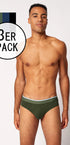 Brasil Slip im 3er Pack aus der Männerunterwäsche-Serie COTTON MULTIPACK von der Marke Skiny men, Farbe: oliveblueblack selection, Vorderansicht