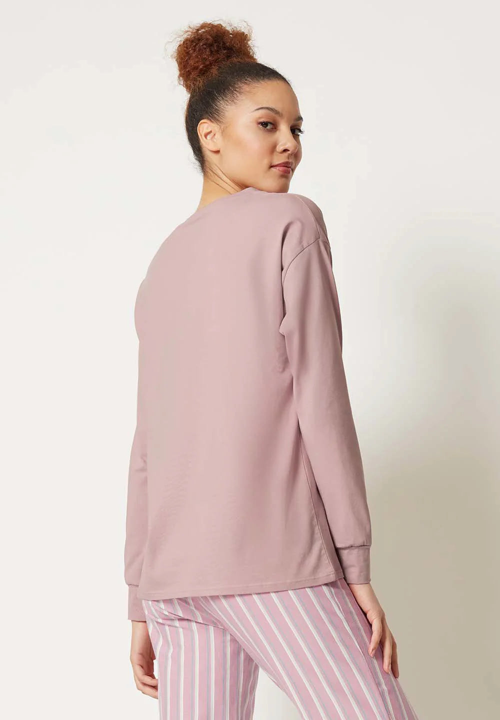 Langarmshirt aus der Nachtwäsche-Serie NIGHT IN MIX & MATCH von der Marke Skiny, Farbe: rose smoke, Rückansicht