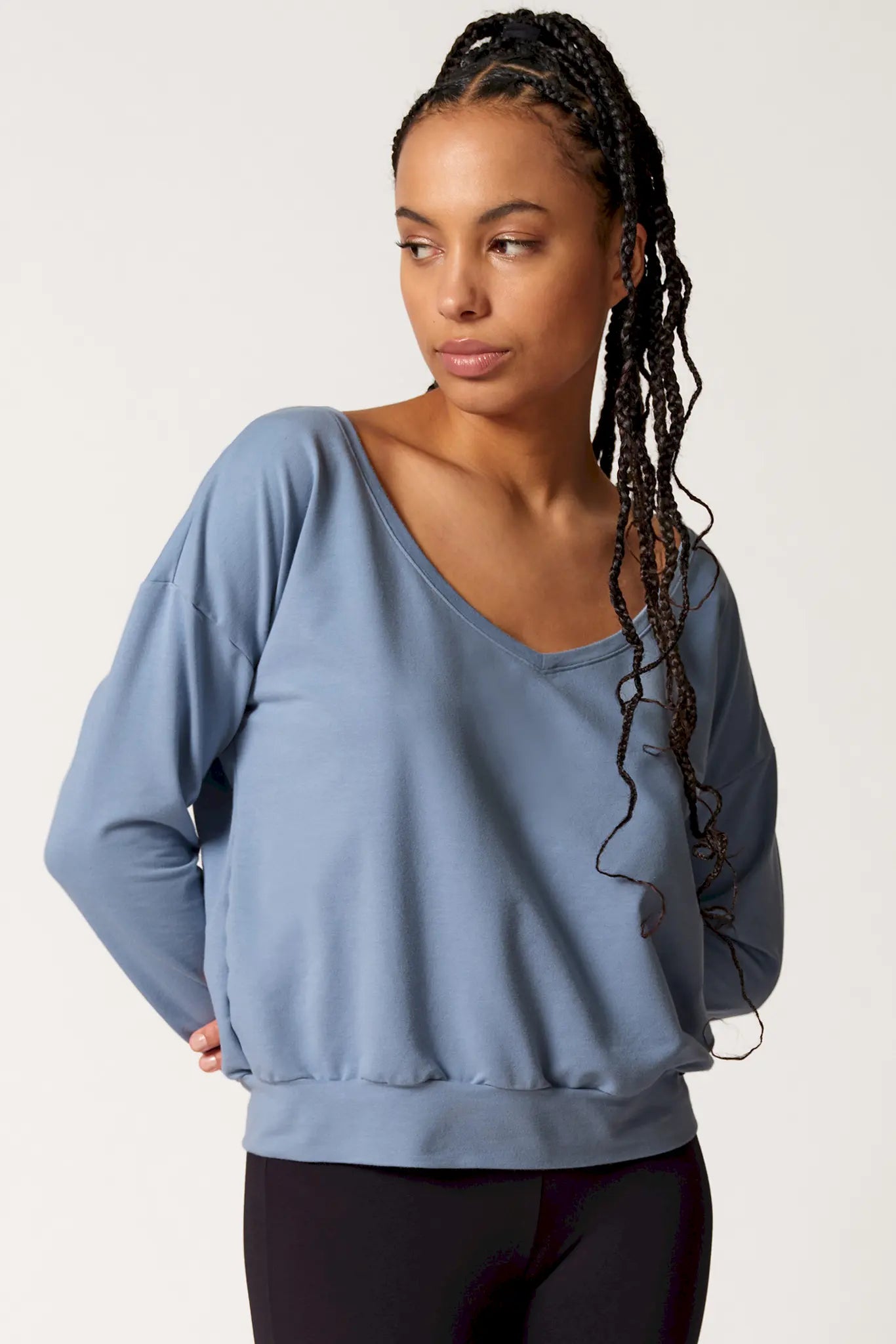 Langarm Shirt aus der Nachtwäsche-Serie NIGHT IN MIX & MATCH von der Marke Skiny, Farbe: faded denimblue, Vorderansicht