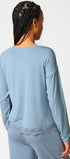 Schlafshirt langarm aus der Nachtwäsche-Serie NIGHT IN MIX & MATCH von der Marke Skiny, Farbe: faded denimblue, Rückansicht