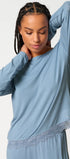 Schlafshirt langarm aus der Nachtwäsche-Serie NIGHT IN MIX & MATCH von der Marke Skiny, Farbe: faded denimblue, Vorderansicht