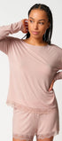 Schlafshirt langarm aus der Nachtwäsche-Serie NIGHT IN MIX & MATCH von der Marke Skiny, Farbe: rose smoke, Vorderansicht