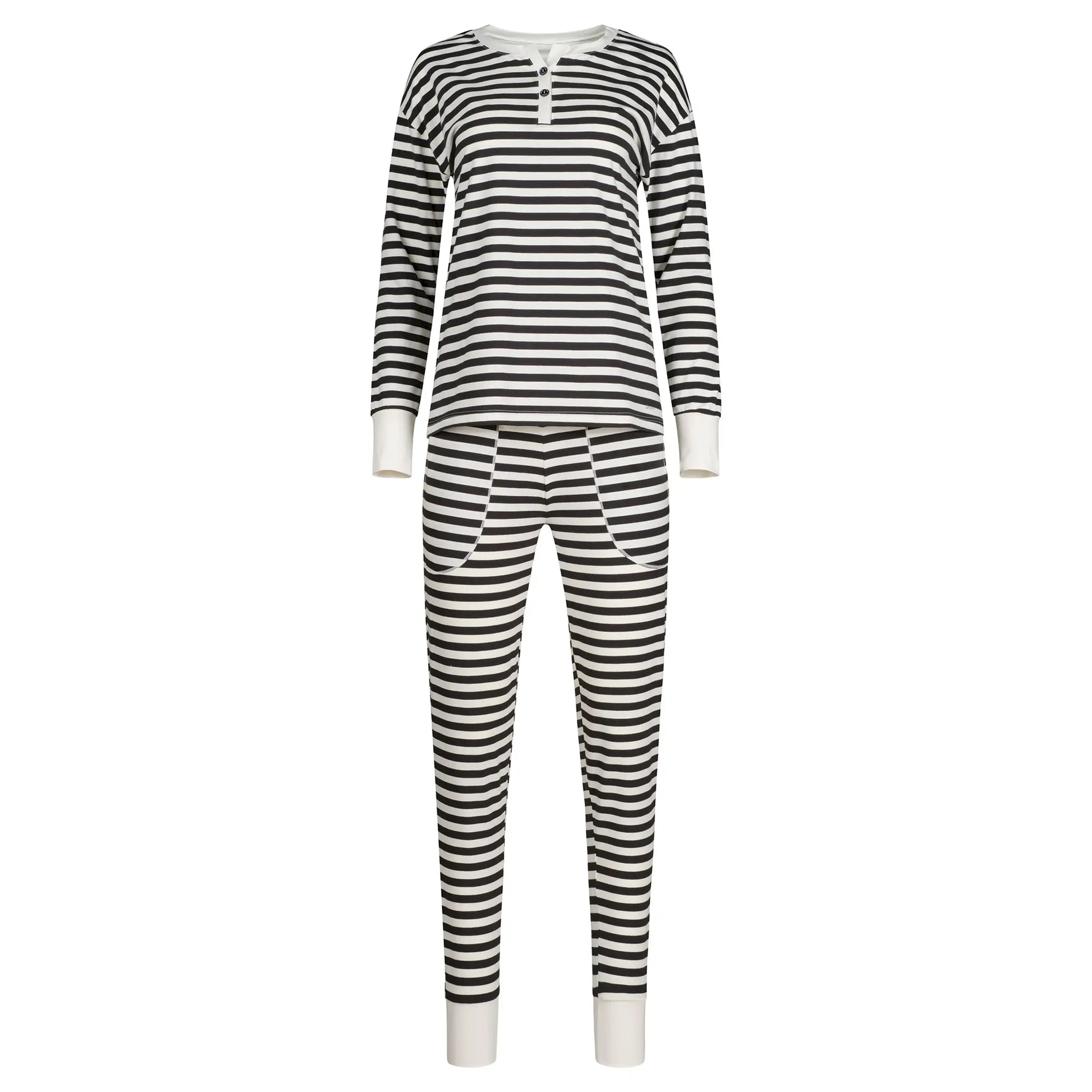 Pyjama aus der Nachtwäsche-Serie NIGHT IN MIX & MATCH von der Marke Skiny, Farbe: yingyang stripes, Produktfoto