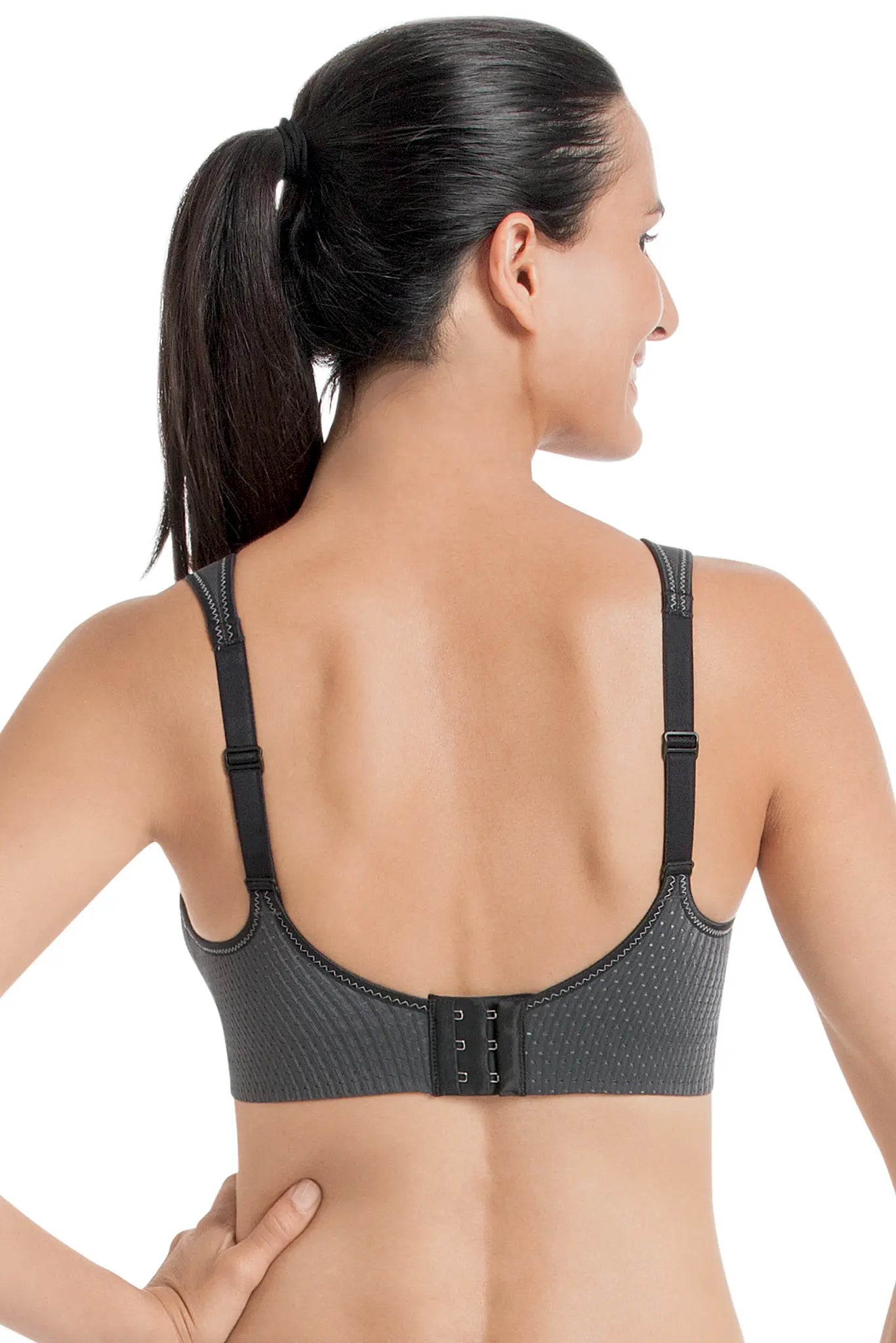 Sport BH aus der Sportwäsche-Serie AIR CONTROL DELTAPAD von der Marke Anita active, Farbe: anthrazit, Rückansicht