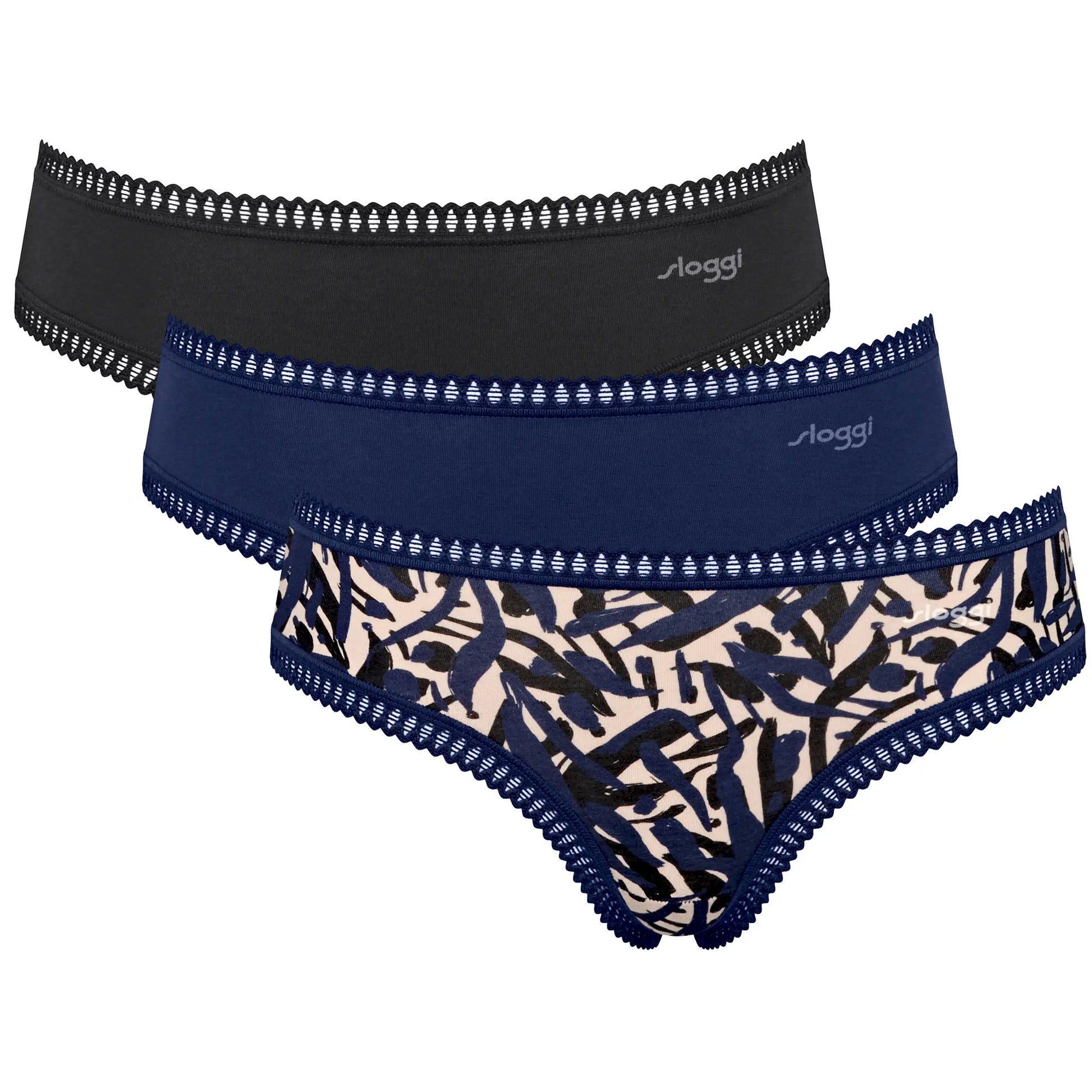Hipster im 3er Pack aus der Unterwäsche-Serie GO CRUSH von der Marke Sloggi, Farbe: blue-dark Combination, Produktfoto