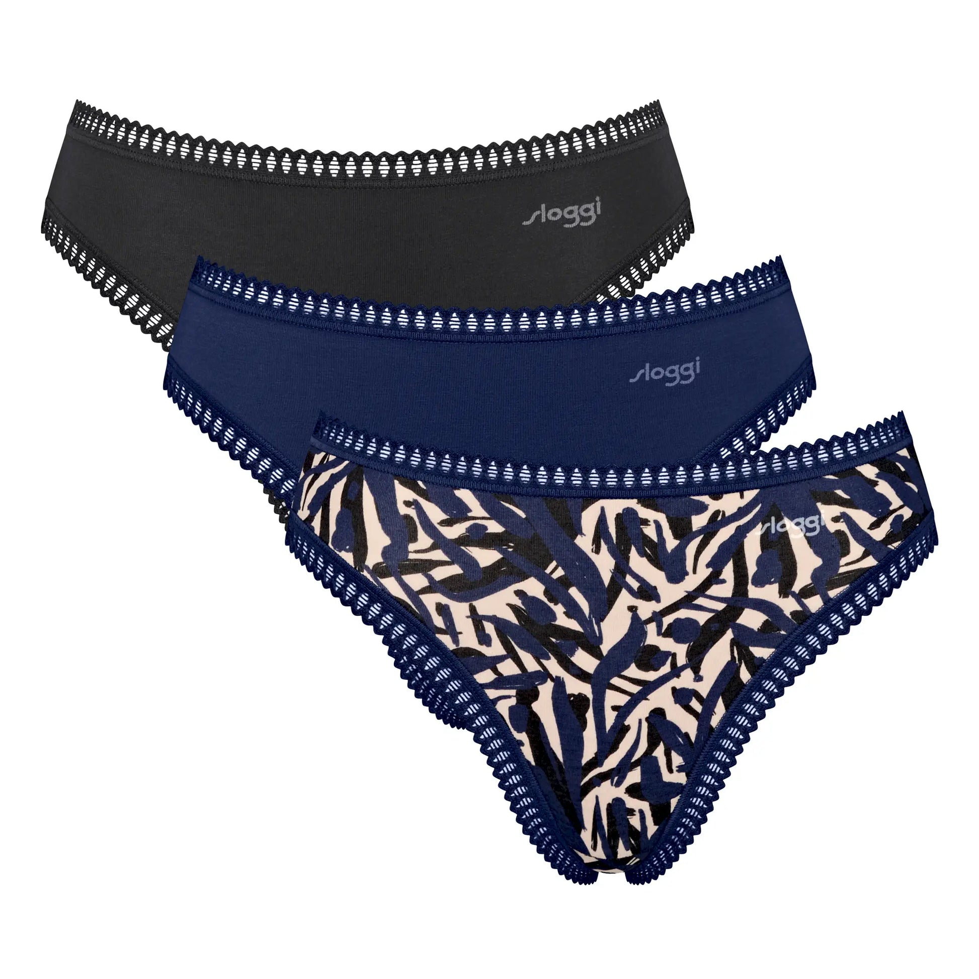 High Leg Slip aus der Unterwäsche-Serie GO CRUSH von der Marke Sloggi, Farbe: blue-dark Combination, Produktfoto