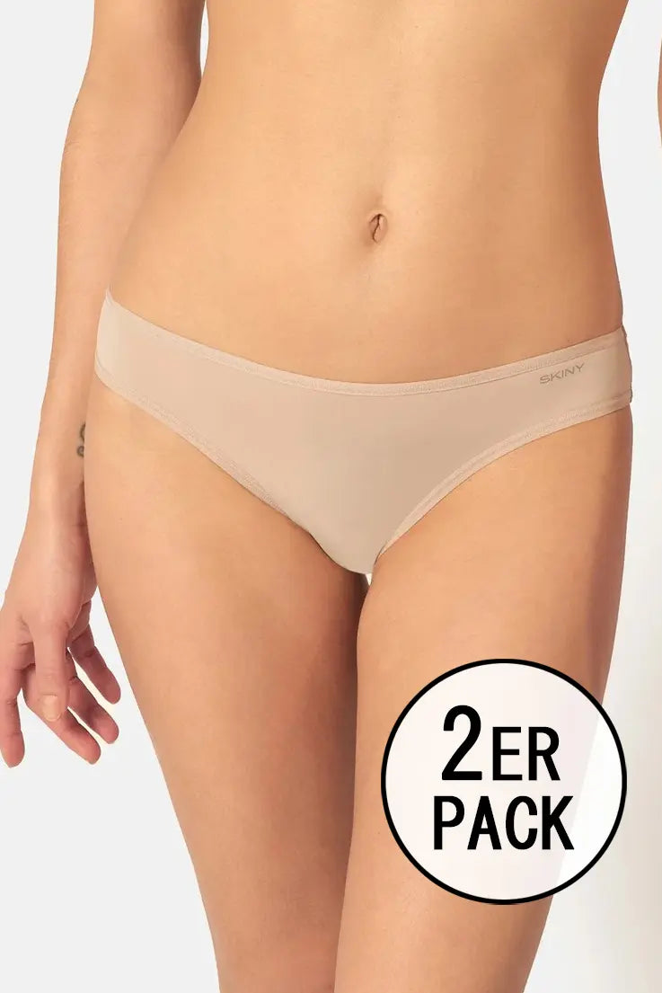Rio Slip im 2er Pack aus der Wäsche-Serie ADVANTAGE MICRO von der Marke Skiny, Farbe: beige, Vorderansicht