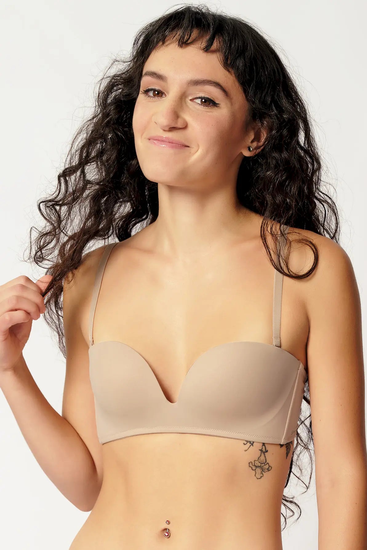 Bandeau-BH ohne Bügel aus der Unterwäsche-Serie ADVANTAGE MICRO von der Marke Skiny, Farbe: beige, Vorderansicht