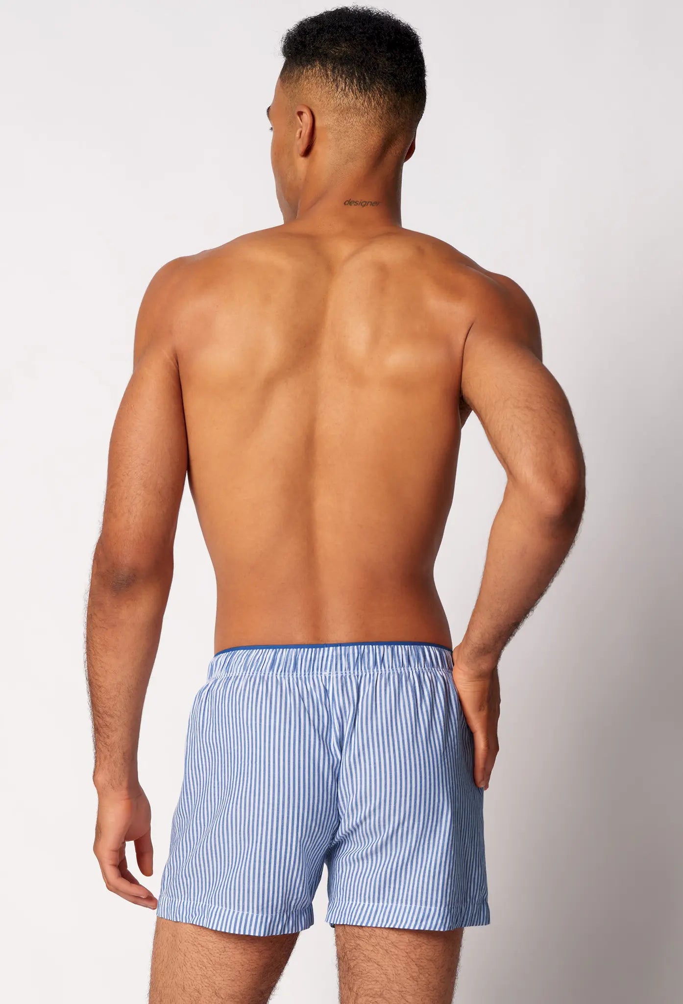 Unisex Boxershorts aus der Unterwäsche-Serie BOXERSENSATION von der Marke Skiny, Farbe: blue microstripes, Rückansicht