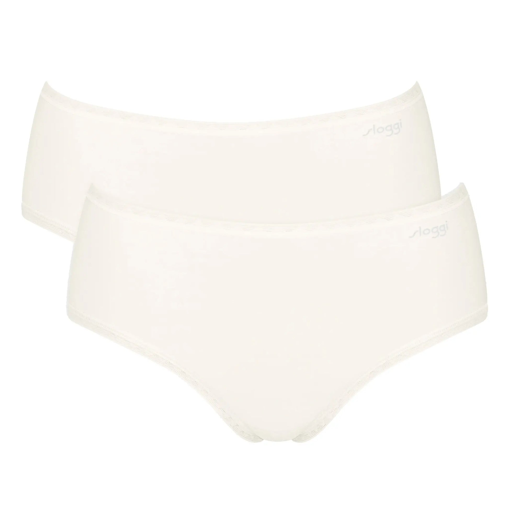 Midi Slip im 2er Pack aus der Unterwäsche-Serie GO von der Marke Sloggi, Farbe: silk white, Produktfoto