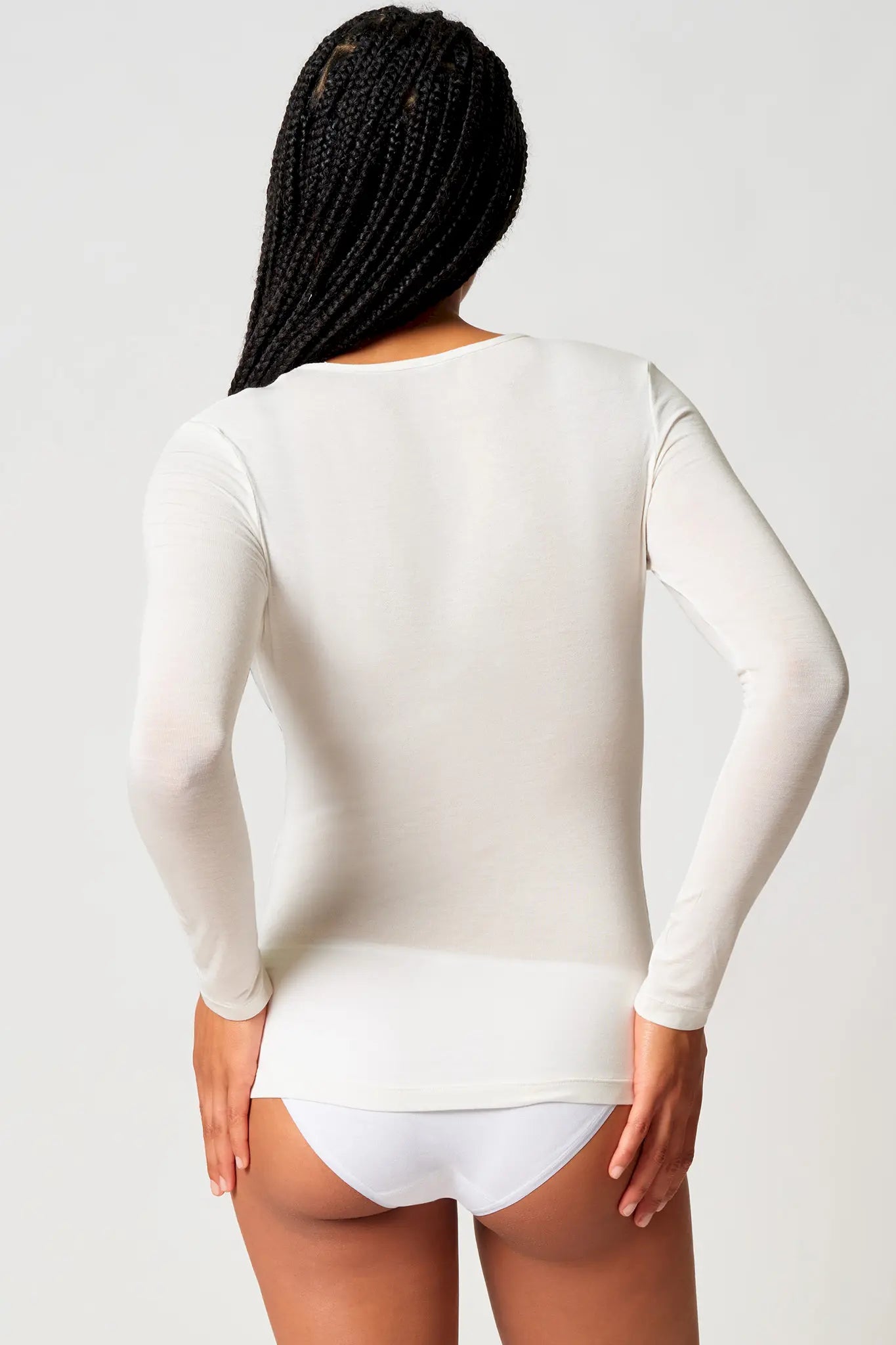 Langarmshirt aus der Wohlfühlwäsche-Serie CASHMEREDELUXE von der Marke Skiny, Farbe: ivory, Rückansicht