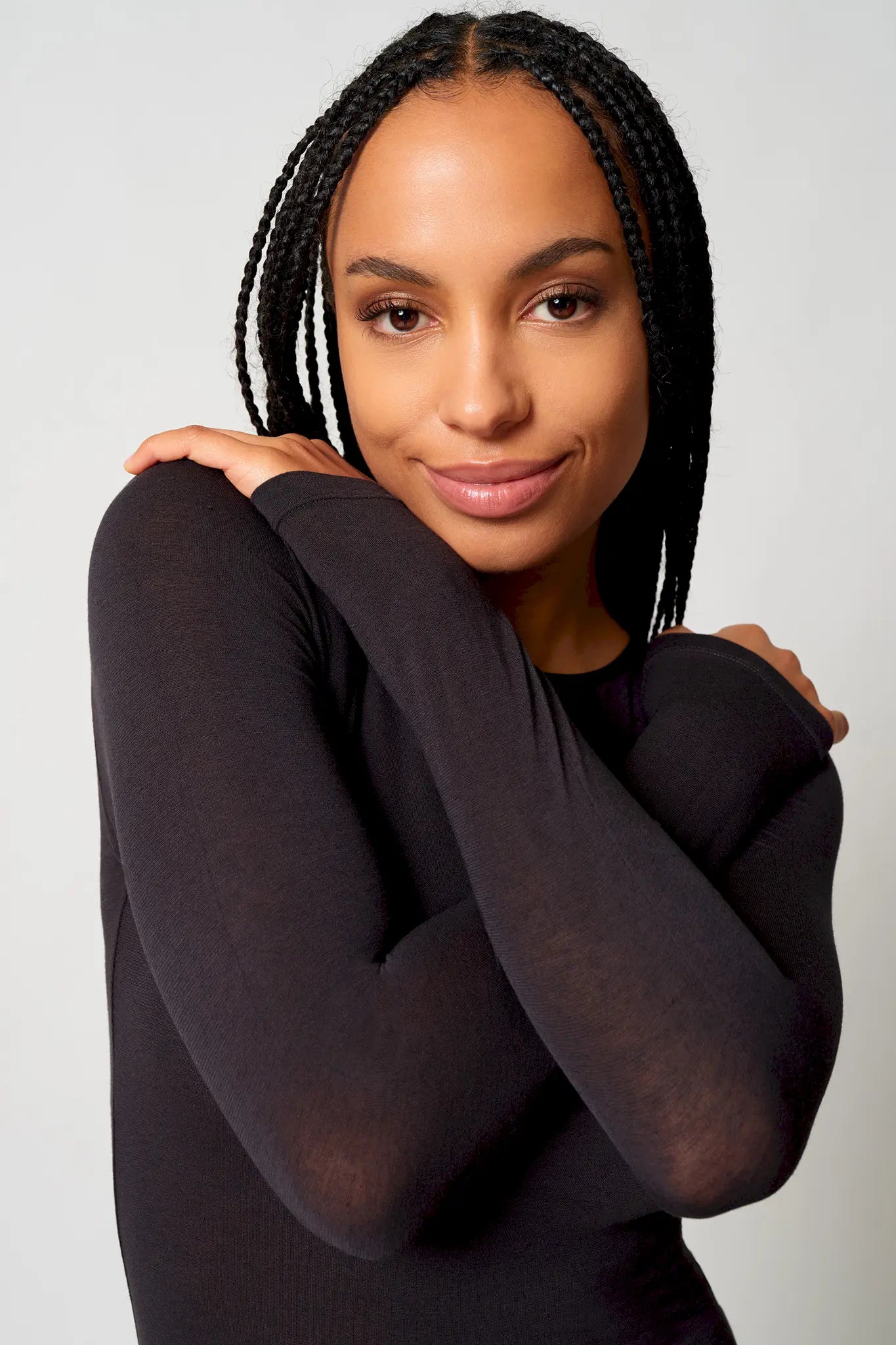 Langarmshirt aus der Wohlfühlwäsche-Serie CASHMEREDELUXE von der Marke Skiny, Farbe: black, Detailansicht