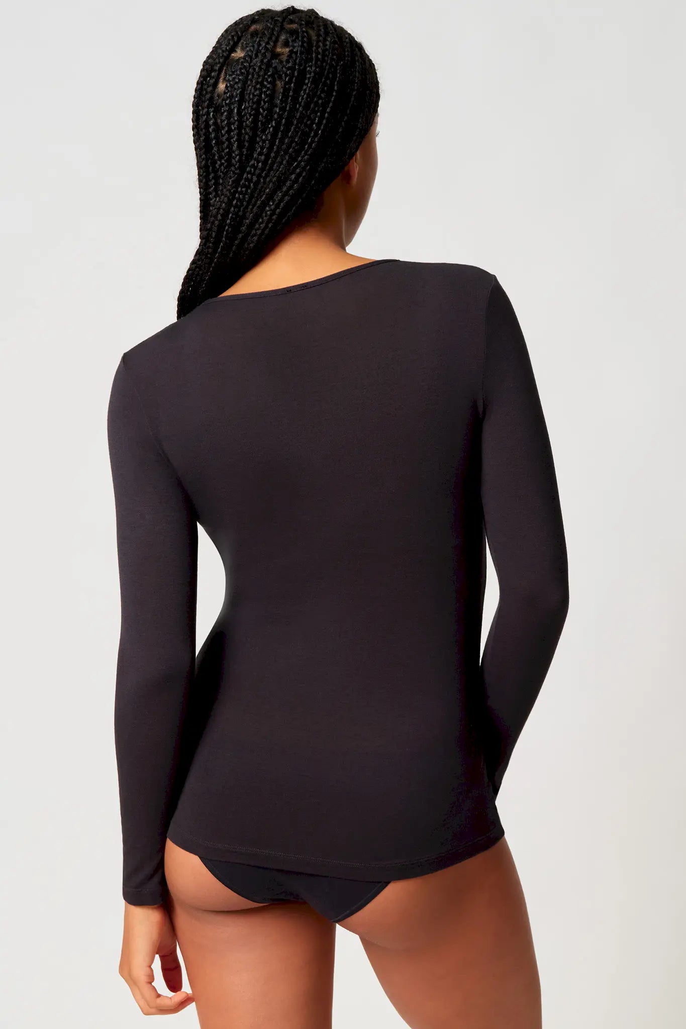 Langarmshirt aus der Wohlfühlwäsche-Serie CASHMEREDELUXE von der Marke Skiny, Farbe: black, Rückansicht