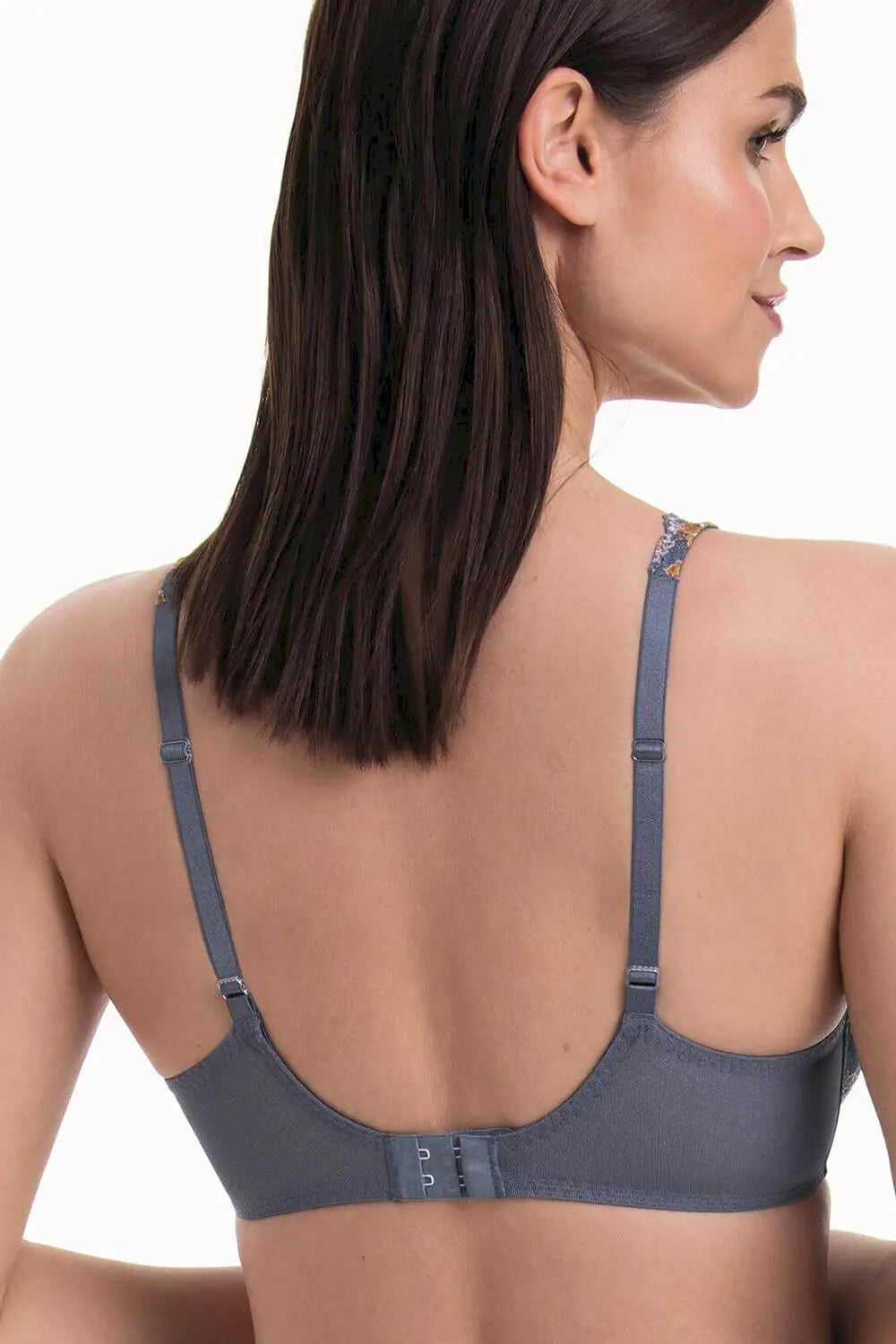 Spitzen BH mit Bügel & Spacerschale aus der Lingerie-Serie COLETTE von der Marke Rosa Faia, Farbe: sky grey, Rückansicht