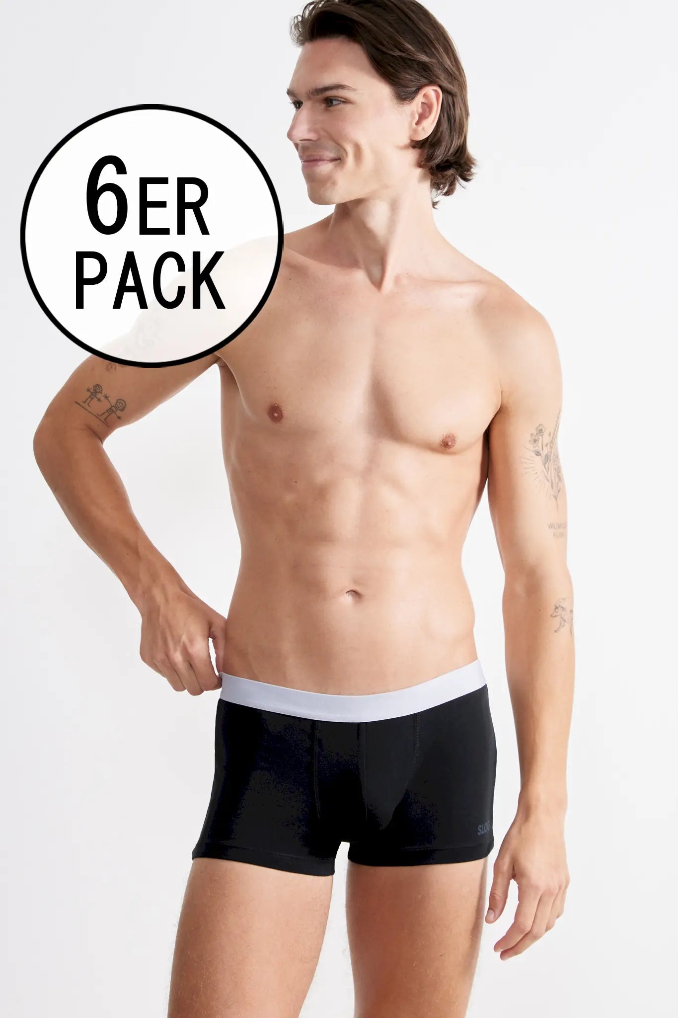 Hipster im 6er Pack aus der Basisunterwäsche-Serie GO ABC 2.0 von der Marke Sloggi men, Farbe: black, Vorderansicht
